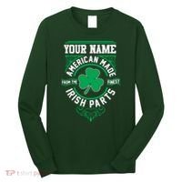 Personalize American Made Irish Parts St Patrick's Day Long Sleeve Shirt thumb 0