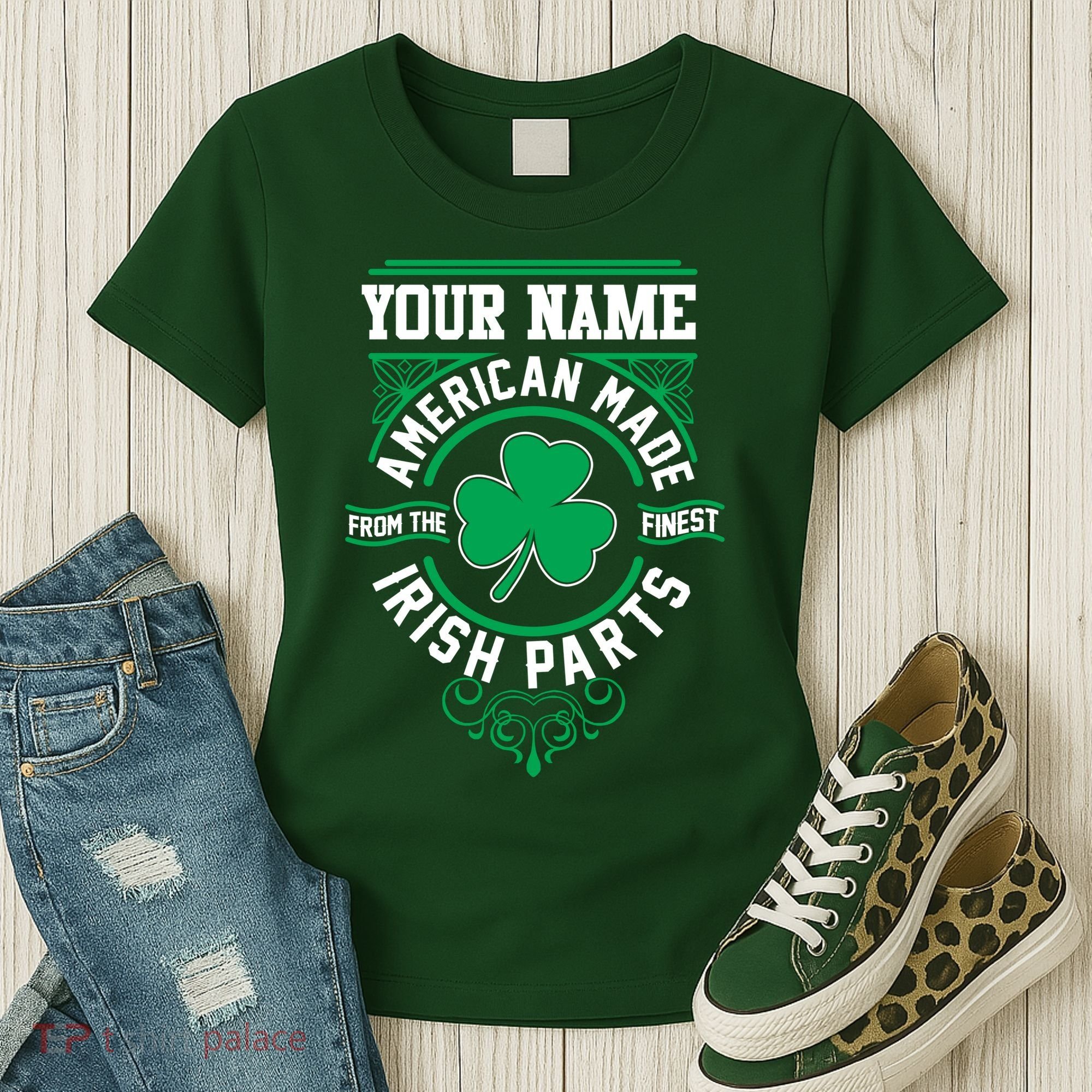 Personalize American Made Irish Parts St Patrick's Day Women's T-Shirt