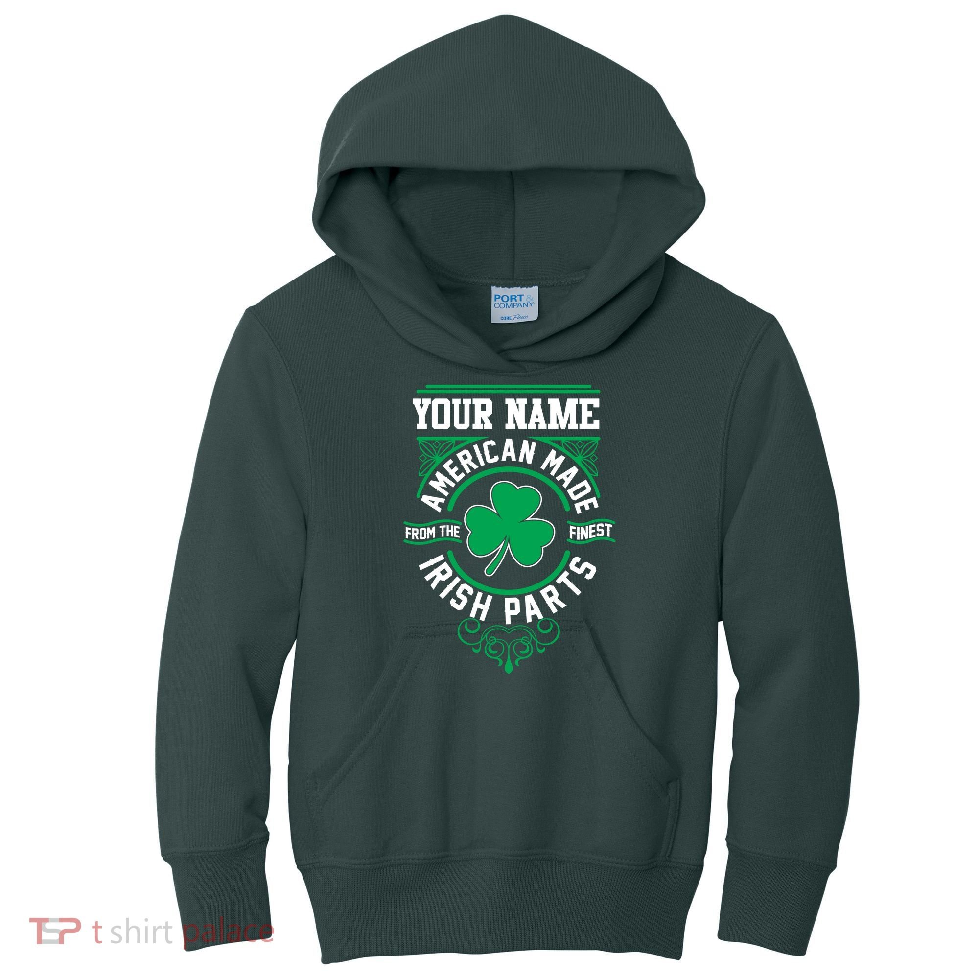 Personalize American Made Irish Parts St Patrick's Day Kids Hoodie