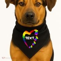 Personalize Autism Heart Custom Text USA-Made Doggie Bandana thumb 1