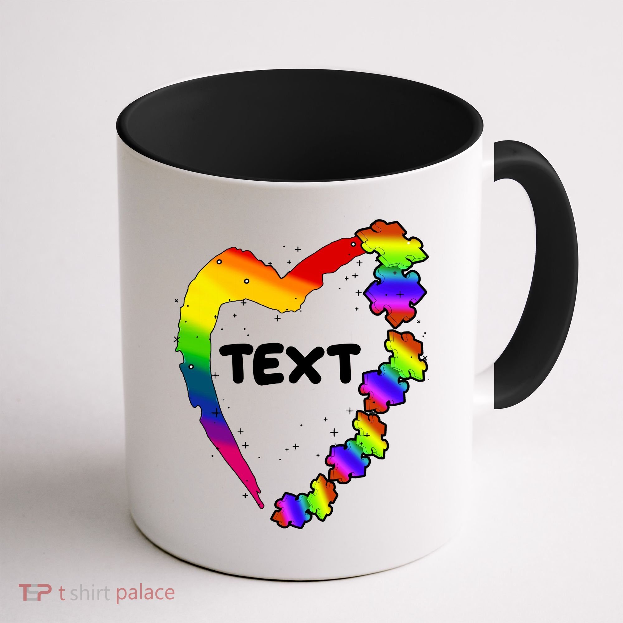Personalize Autism Heart Custom Text Coffee Mug