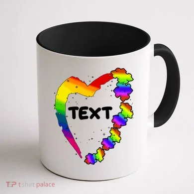 Personalize Autism Heart Custom Text Coffee Mug back