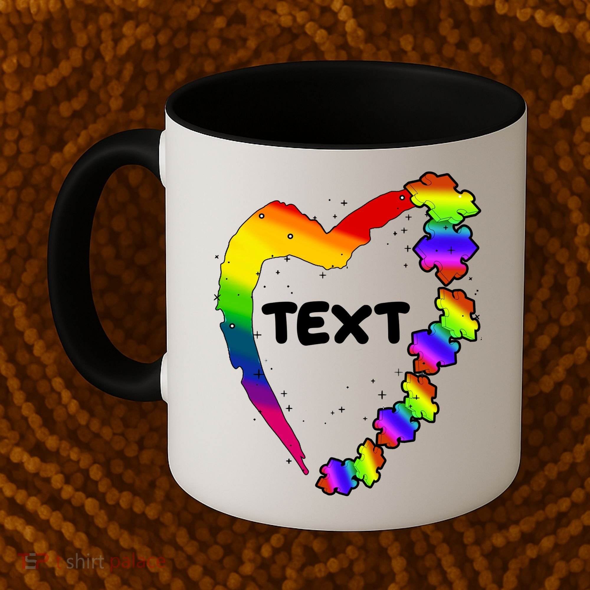Personalize Autism Heart Custom Text Coffee Mug