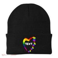 Personalize Autism Heart Custom Text Beanie thumb 0