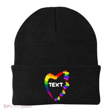 Personalize Autism Heart Custom Text Beanie