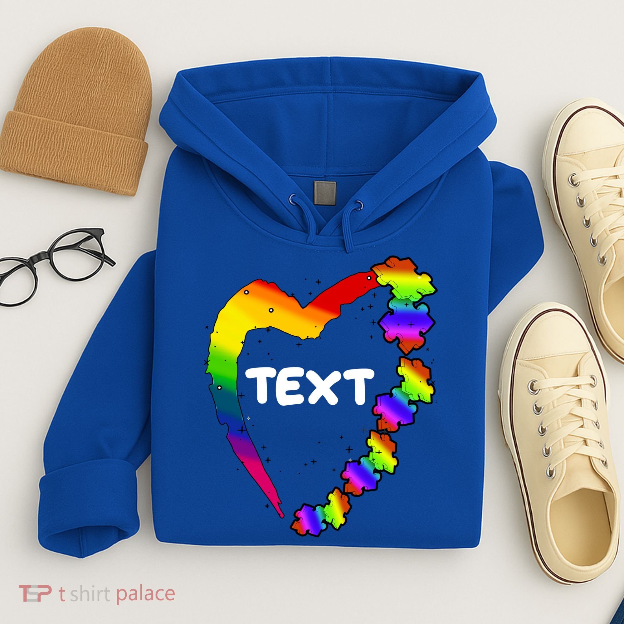 Personalize Autism Heart Custom Text Hoodie