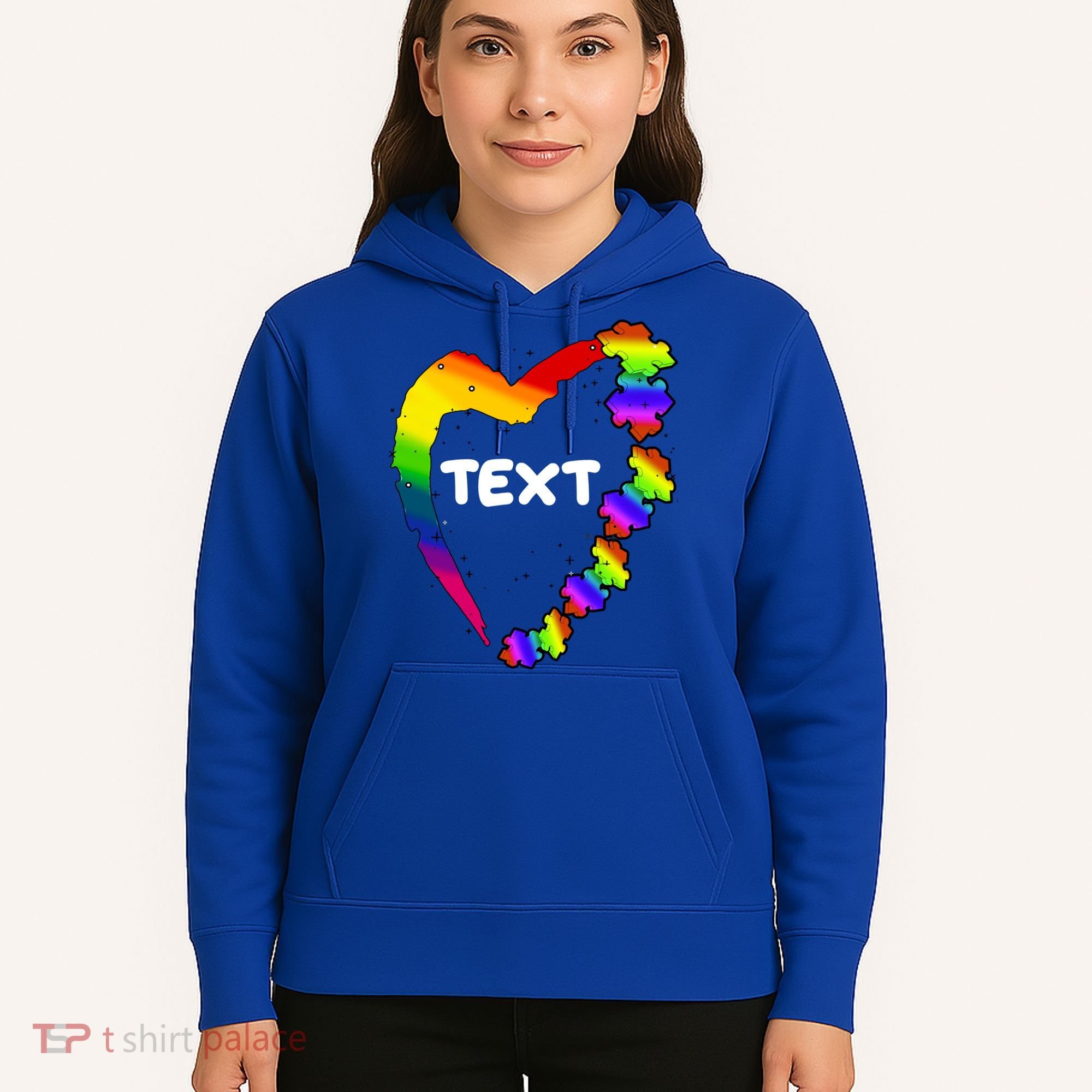 Personalize Autism Heart Custom Text Hoodie
