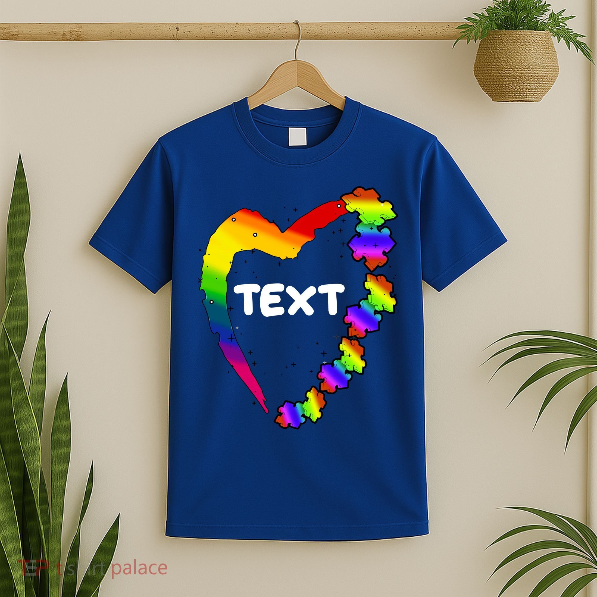 Personalize Autism Heart Custom Text T-Shirt