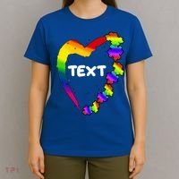 Personalize Autism Heart Custom Text T-Shirt thumb 4