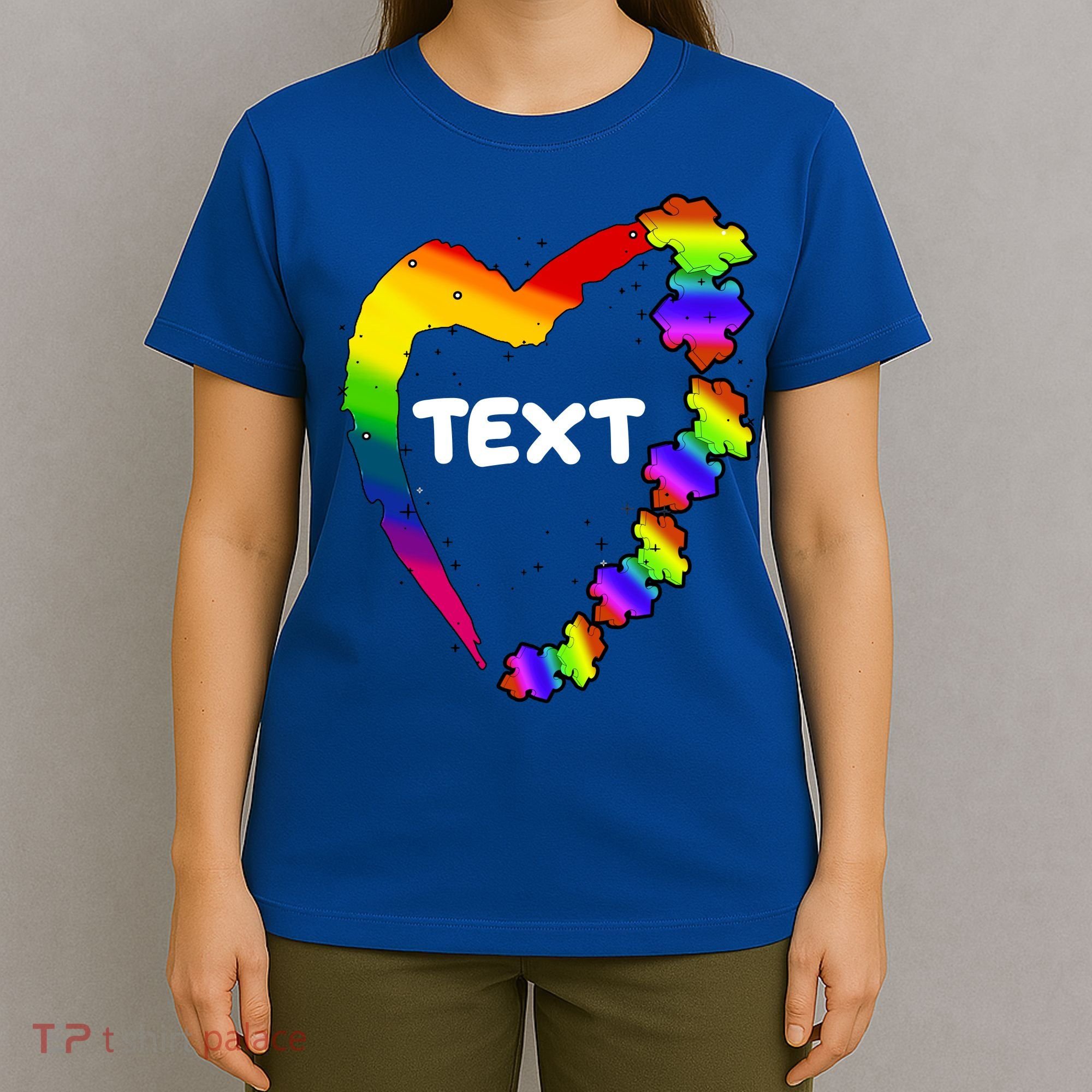 Personalize Autism Heart Custom Text T-Shirt