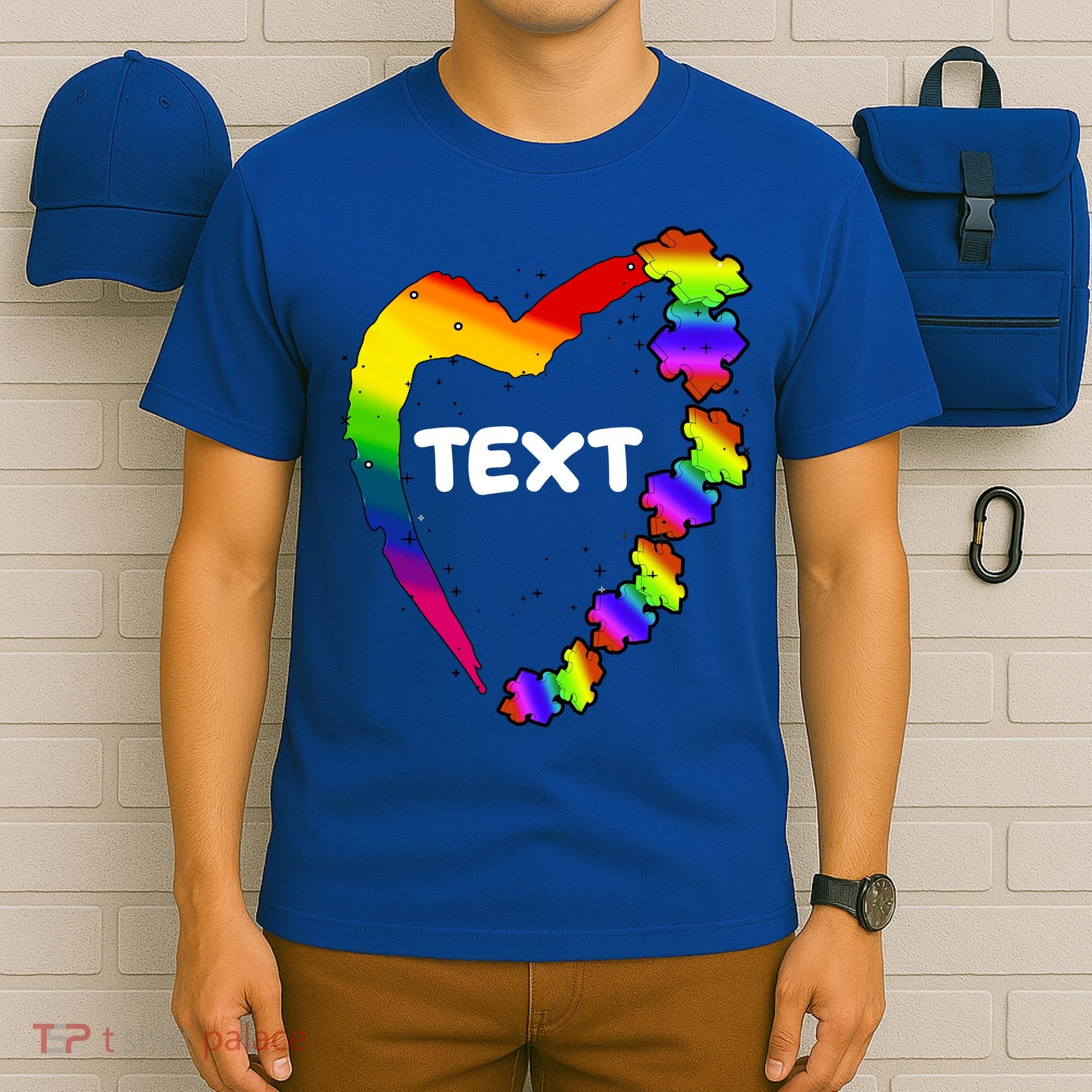 Personalize Autism Heart Custom Text T-Shirt