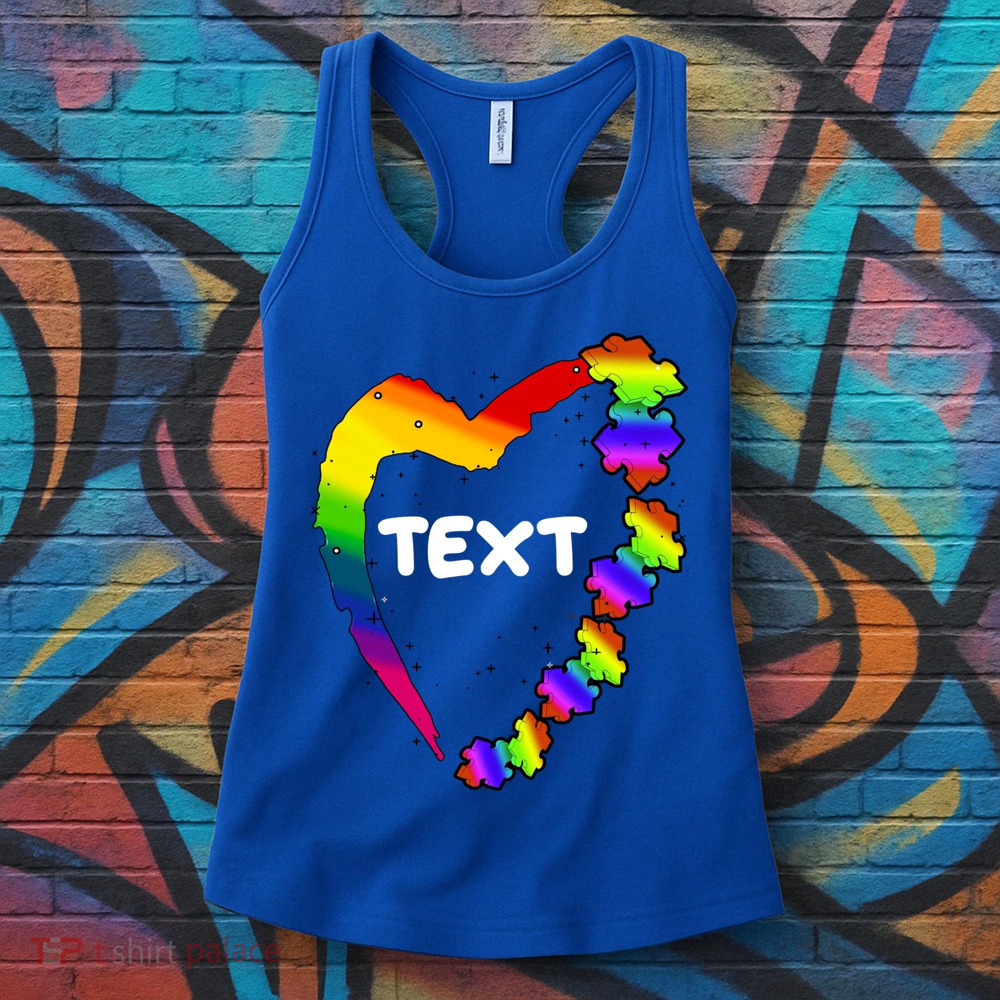 Personalize Autism Heart Custom Text Women's Tank Top