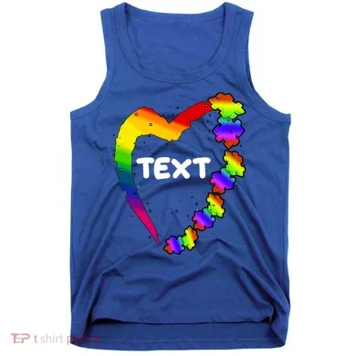 Personalize Autism Heart Custom Text Tank Top