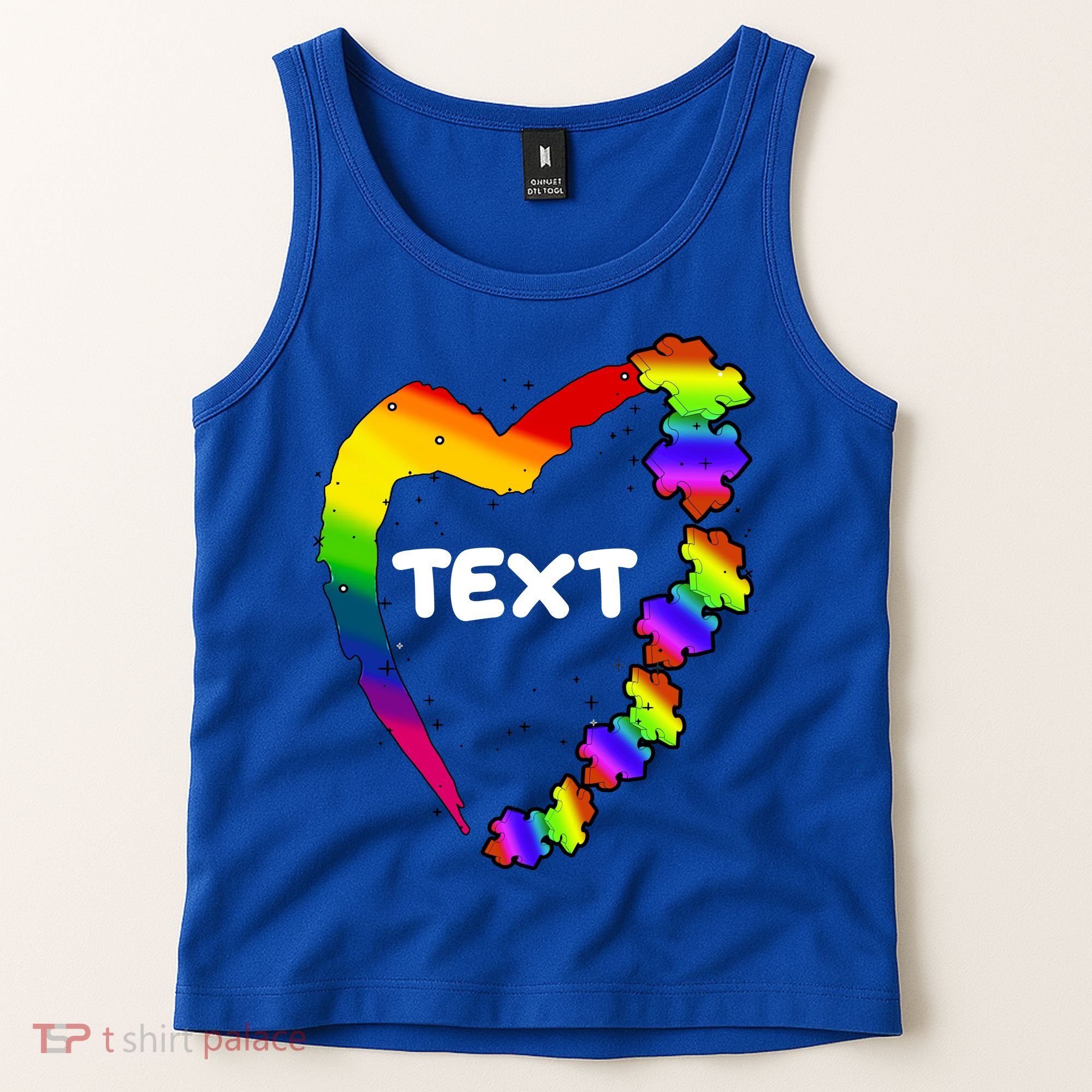 Personalize Autism Heart Custom Text Tank Top
