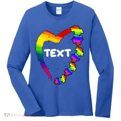 Personalize Autism Heart Custom Text Women's Long Sleeve Shirt