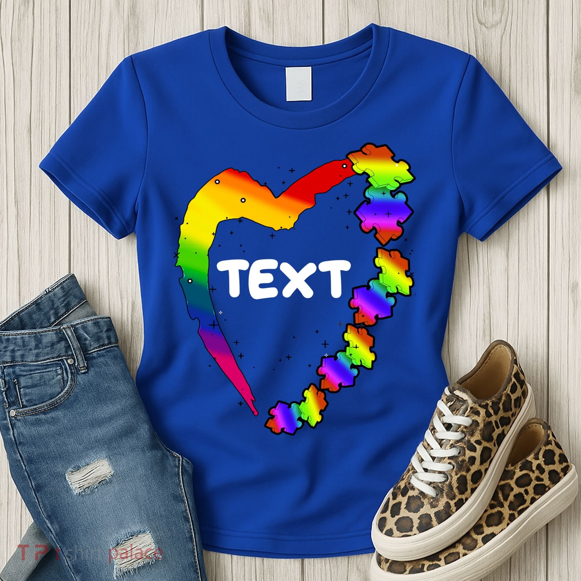 Personalize Autism Heart Custom Text Women's T-Shirt