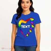 Personalize Autism Heart Custom Text Women's T-Shirt thumb 4