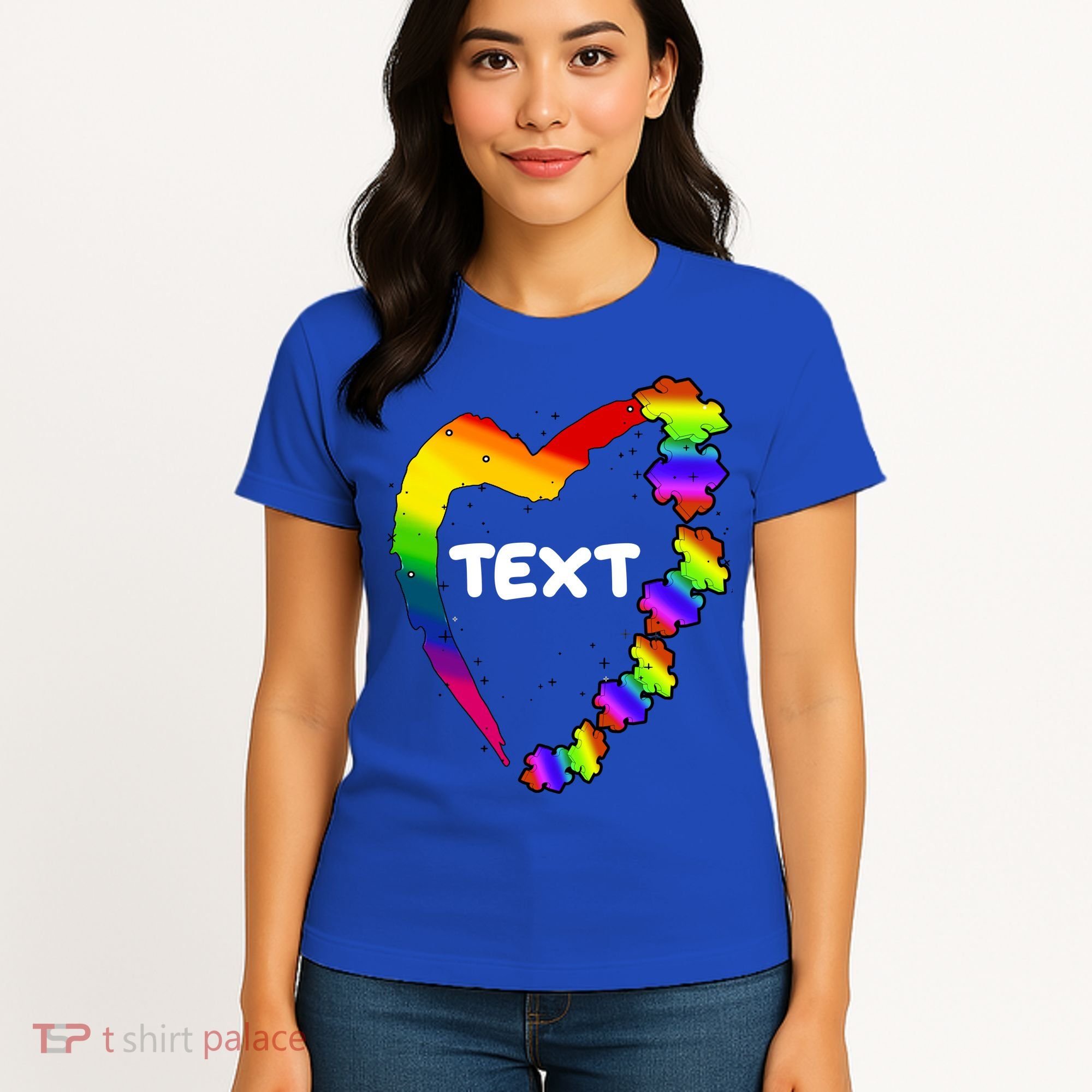 Personalize Autism Heart Custom Text Women's T-Shirt