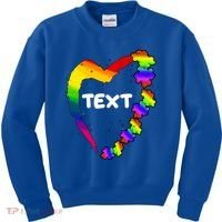 Personalize Autism Heart Custom Text Kids Sweatshirt thumb 0