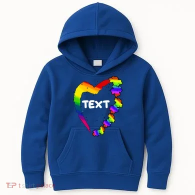 Personalize Autism Heart Custom Text Kids Hoodie