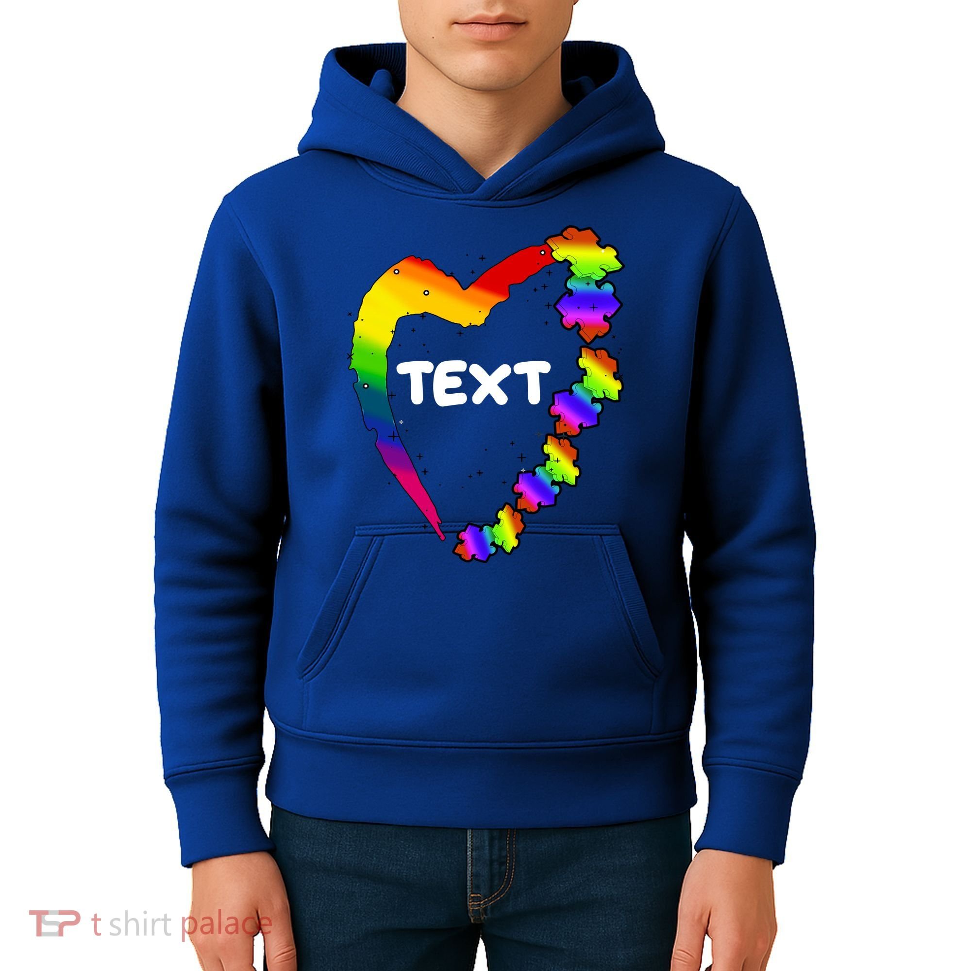 Personalize Autism Heart Custom Text Kids Hoodie