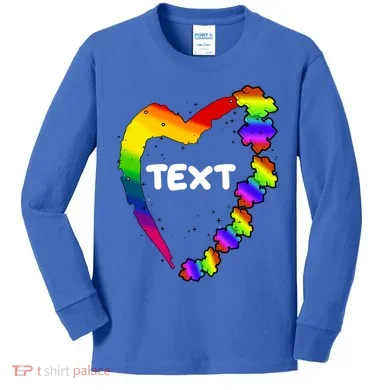 Personalize Autism Heart Custom Text Kids Long Sleeve Shirt