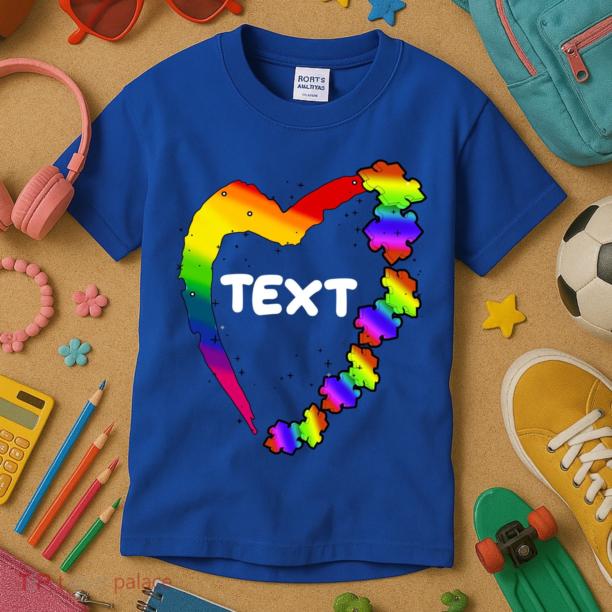 Personalize Autism Heart Custom Text Kids T-Shirt