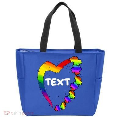 Personalize Autism Heart Custom Text Tote Bag
