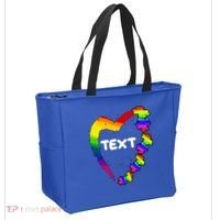 Personalize Autism Heart Custom Text Tote Bag thumb 2