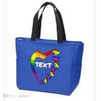 Personalize Autism Heart Custom Text Tote Bag thumb 3