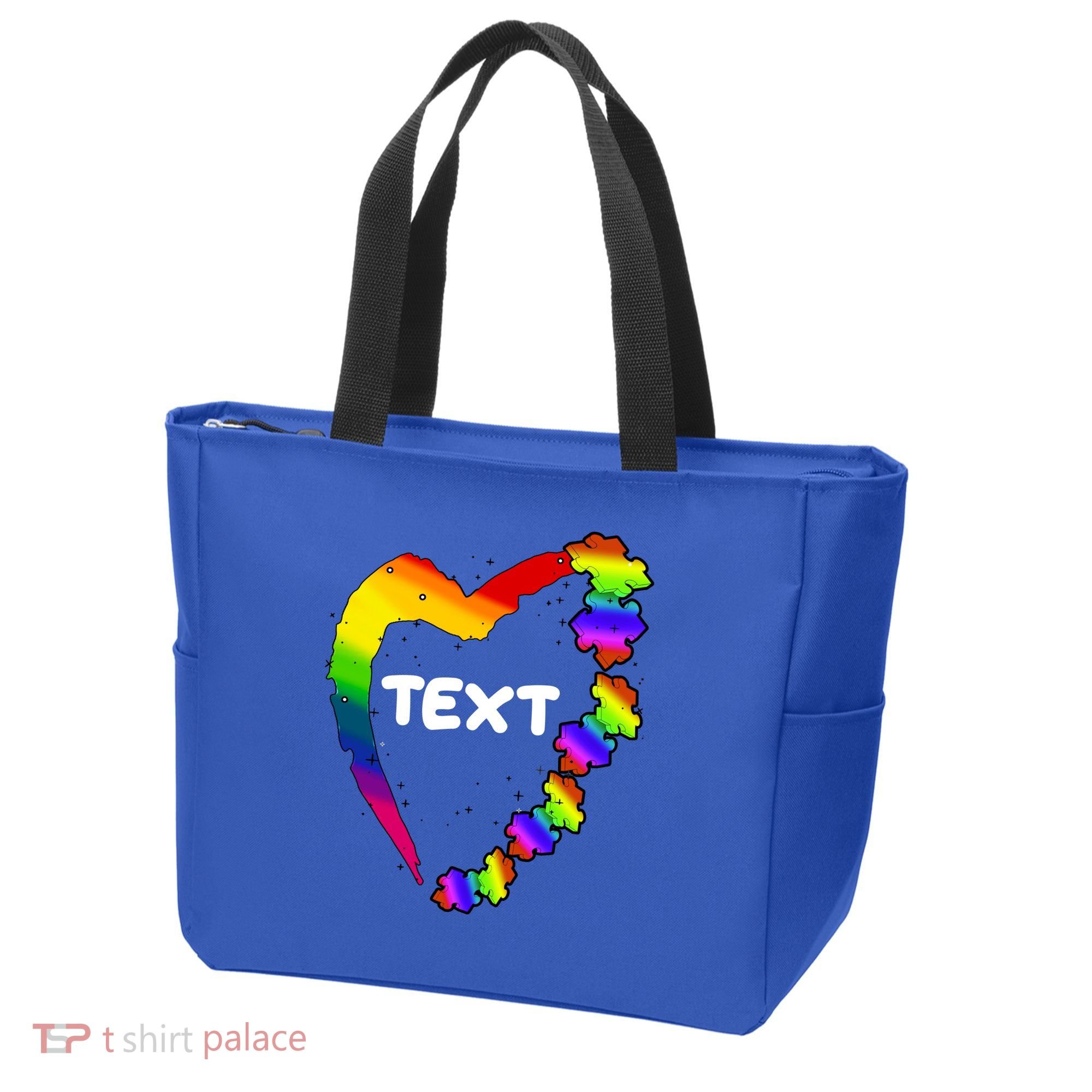 Personalize Autism Heart Custom Text Tote Bag