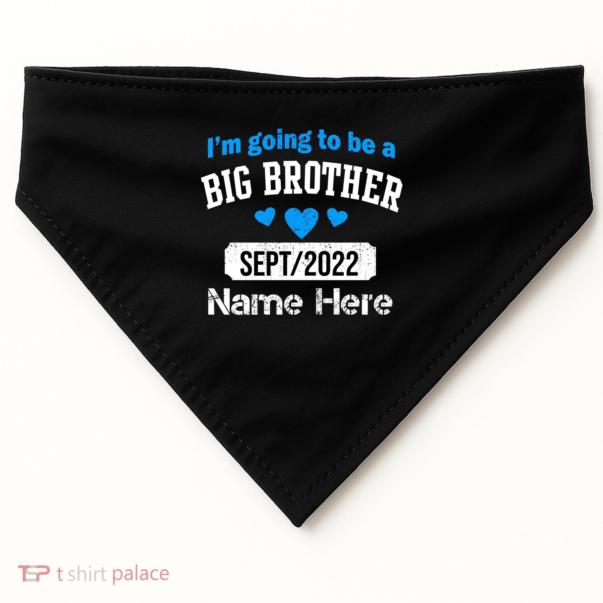 Personalize Big Brother Custom Date And Name USA-Made Doggie Bandana