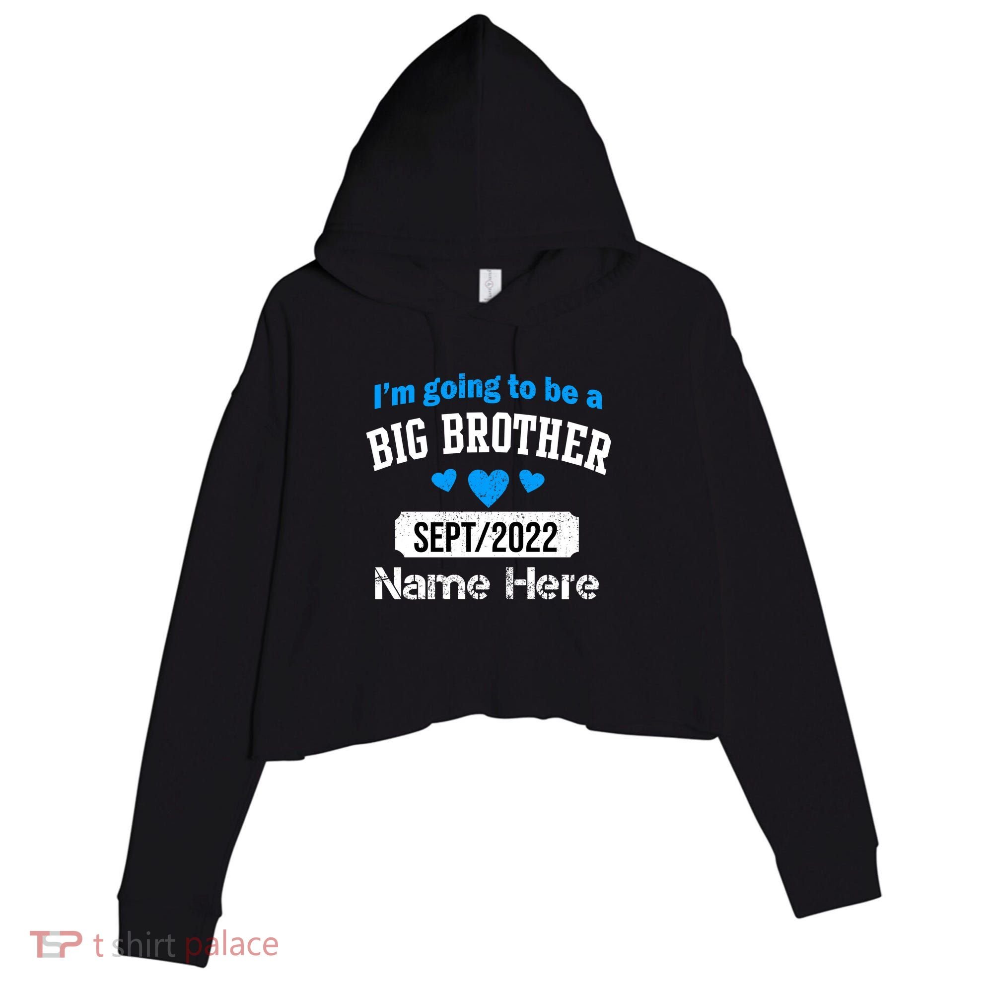 Personalize Big Brother Custom Date And Name Crop Fleece Hoodie