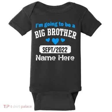 Personalize Big Brother Custom Date And Name Baby Bodysuit
