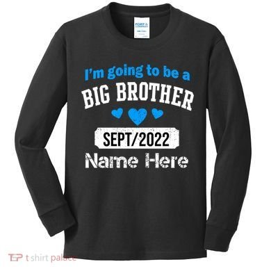 Personalize Big Brother Custom Date And Name Kids Long Sleeve Shirt