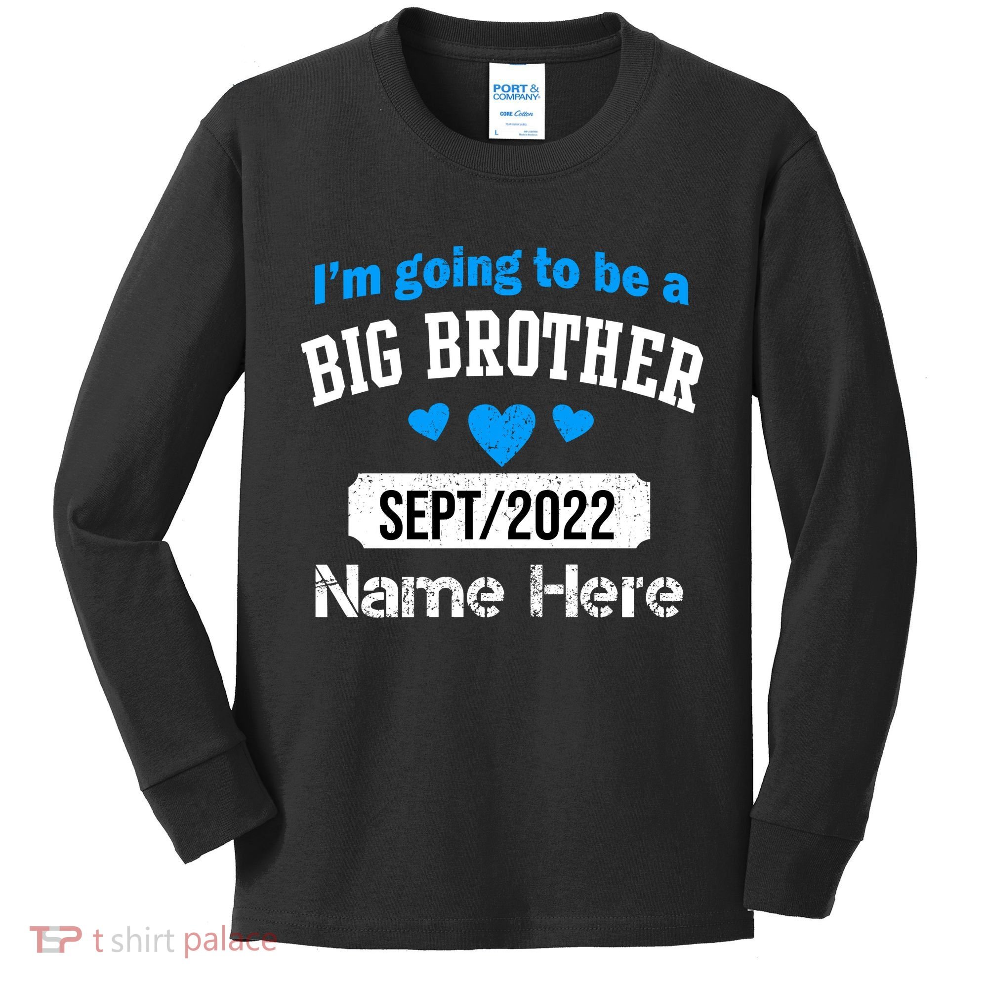 Personalize Big Brother Custom Date And Name Kids Long Sleeve Shirt