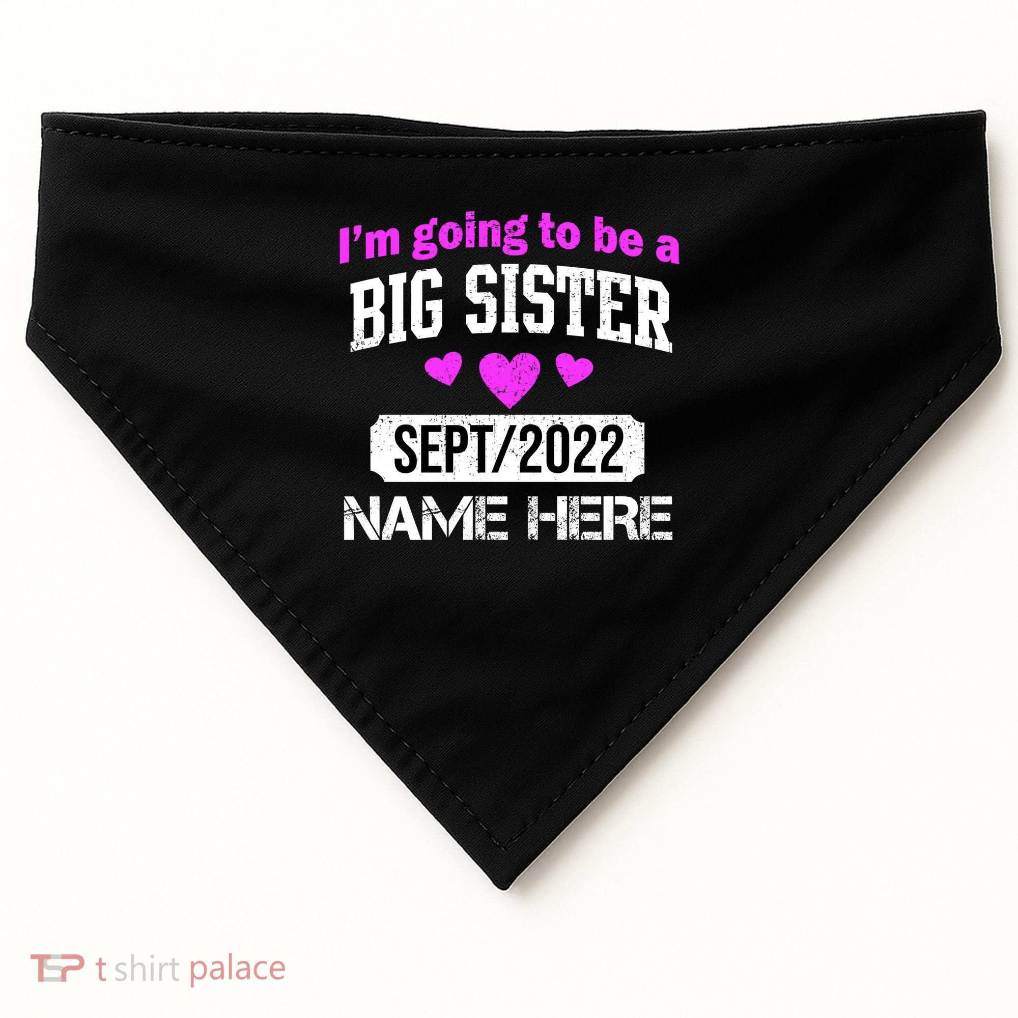 Personalize Big Sister Est Custom Year And Name  USA-Made Doggie Bandana