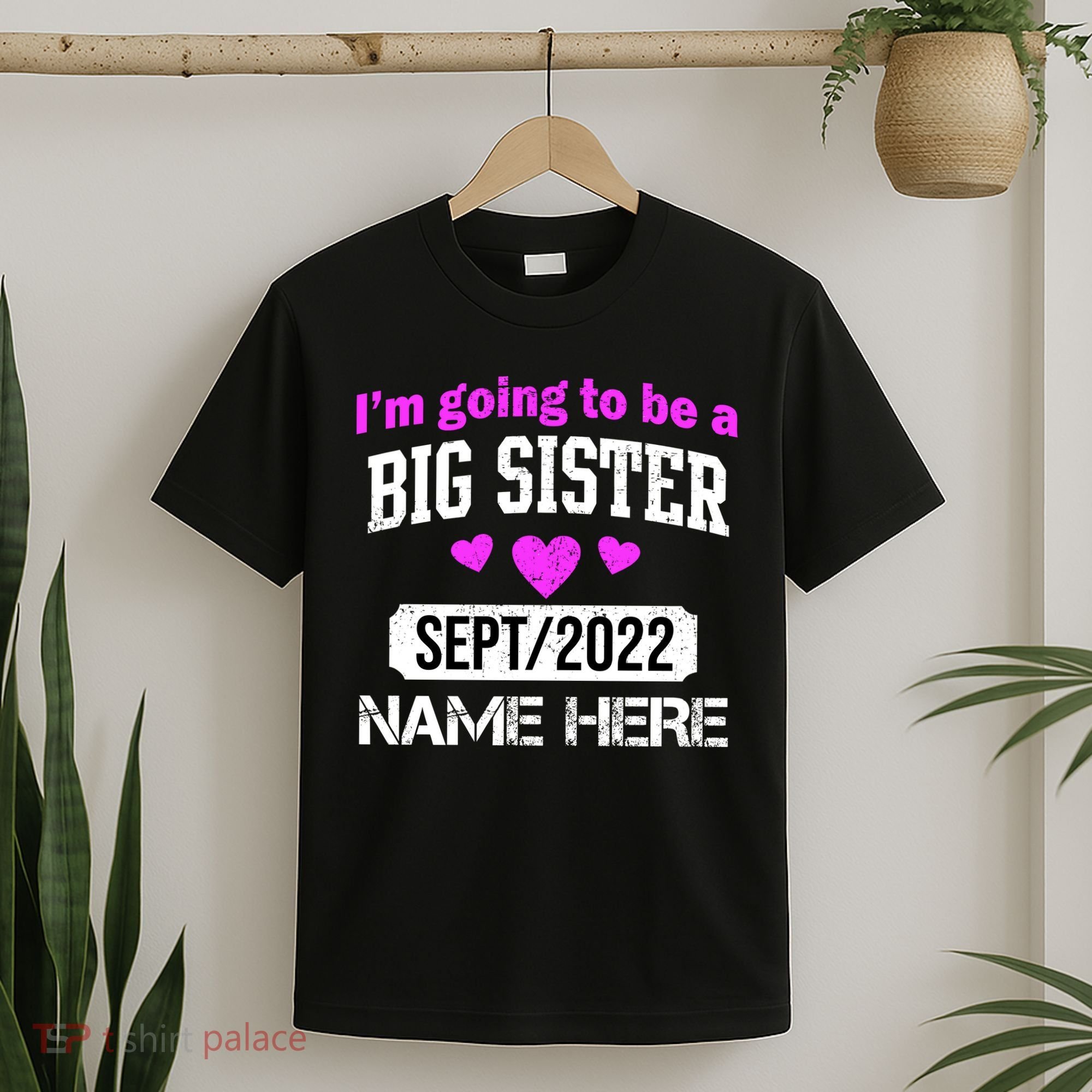 Personalize Big Sister Est Custom Year And Name  T-Shirt