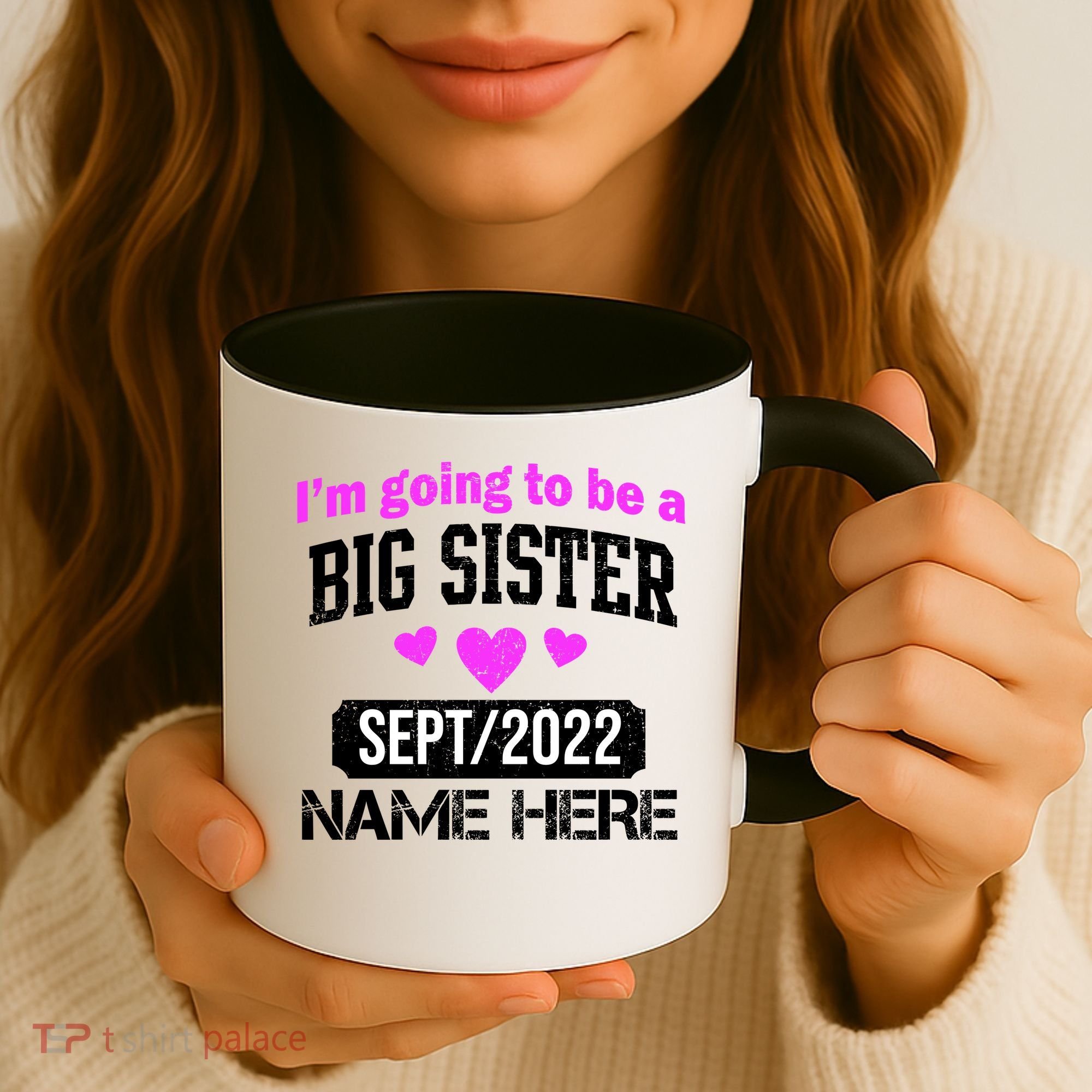 Personalize Big Sister Est Custom Year And Name  Coffee Mug