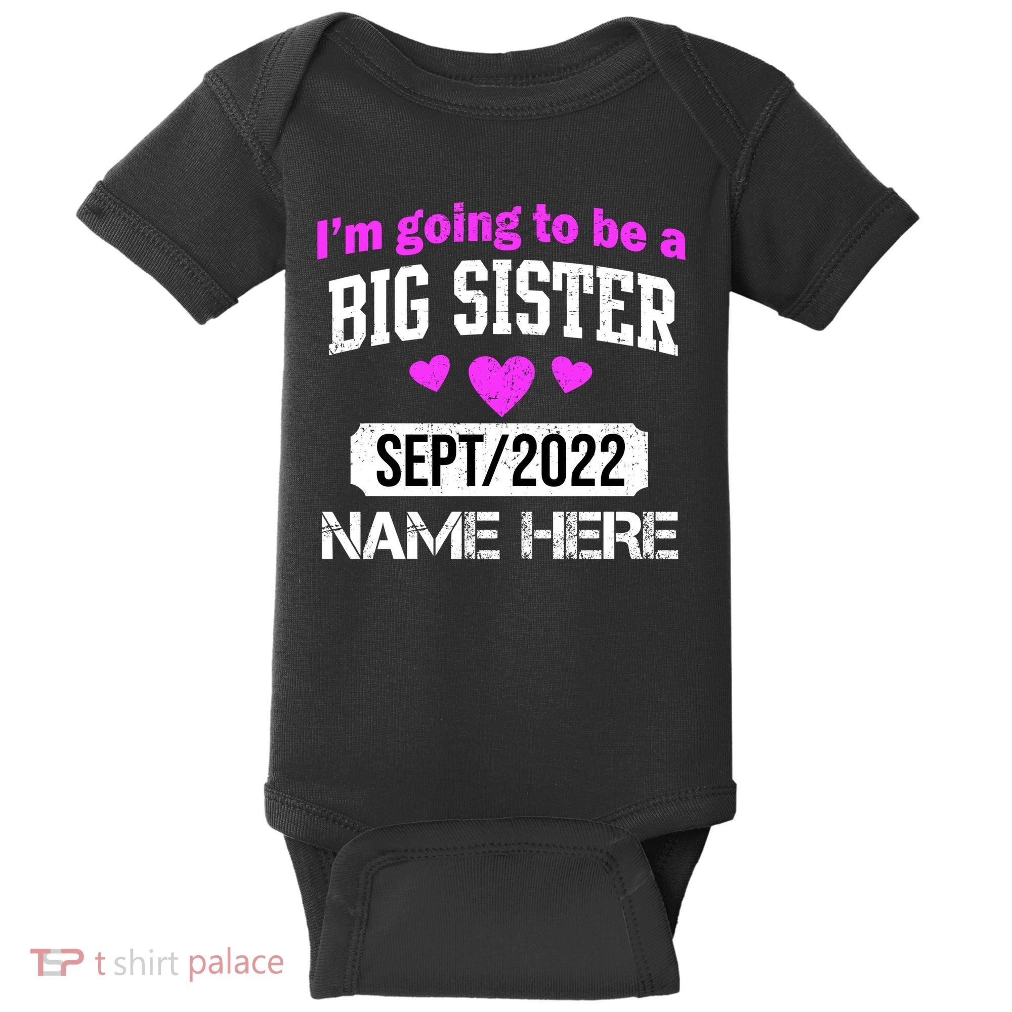 Personalize Big Sister Est Custom Year And Name  Baby Bodysuit