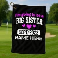Personalize Big Sister Est Custom Year And Name  Golf Towel thumb 1
