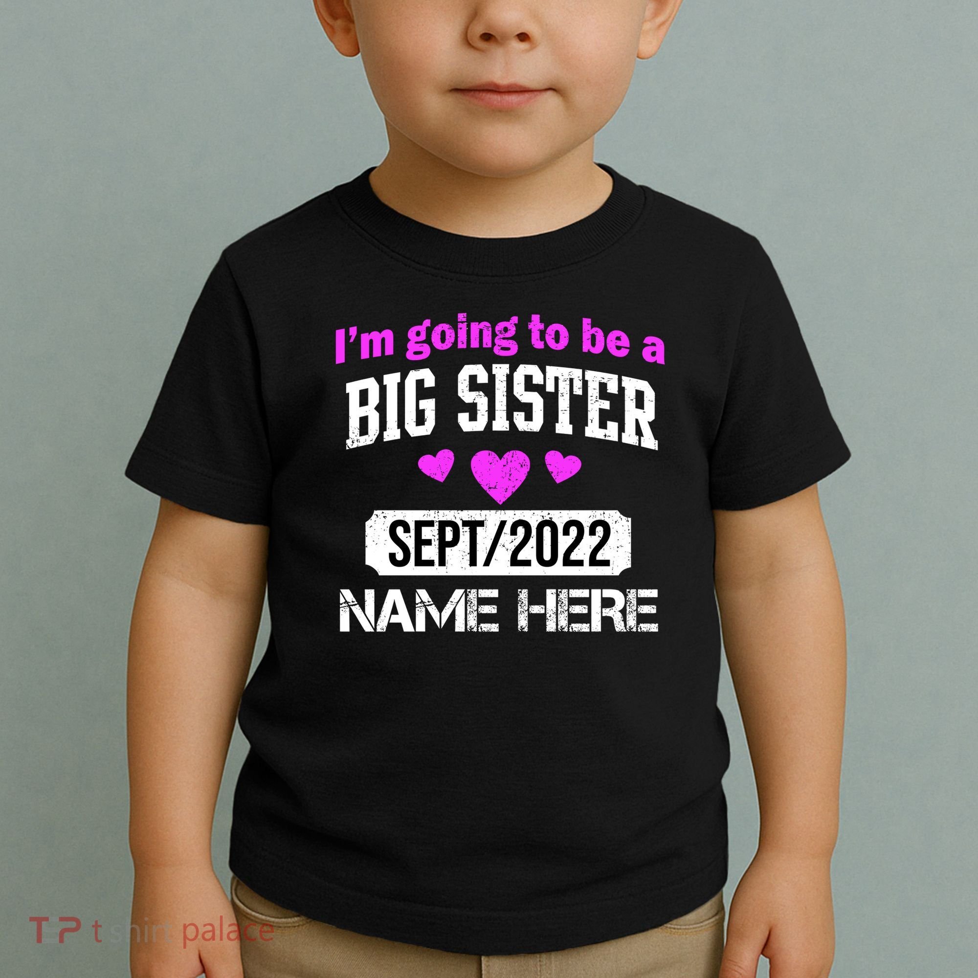 Personalize Big Sister Est Custom Year And Name  Toddler T-Shirt