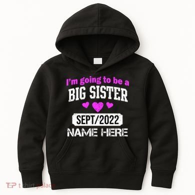 Personalize Big Sister Est Custom Year And Name  Kids Hoodie