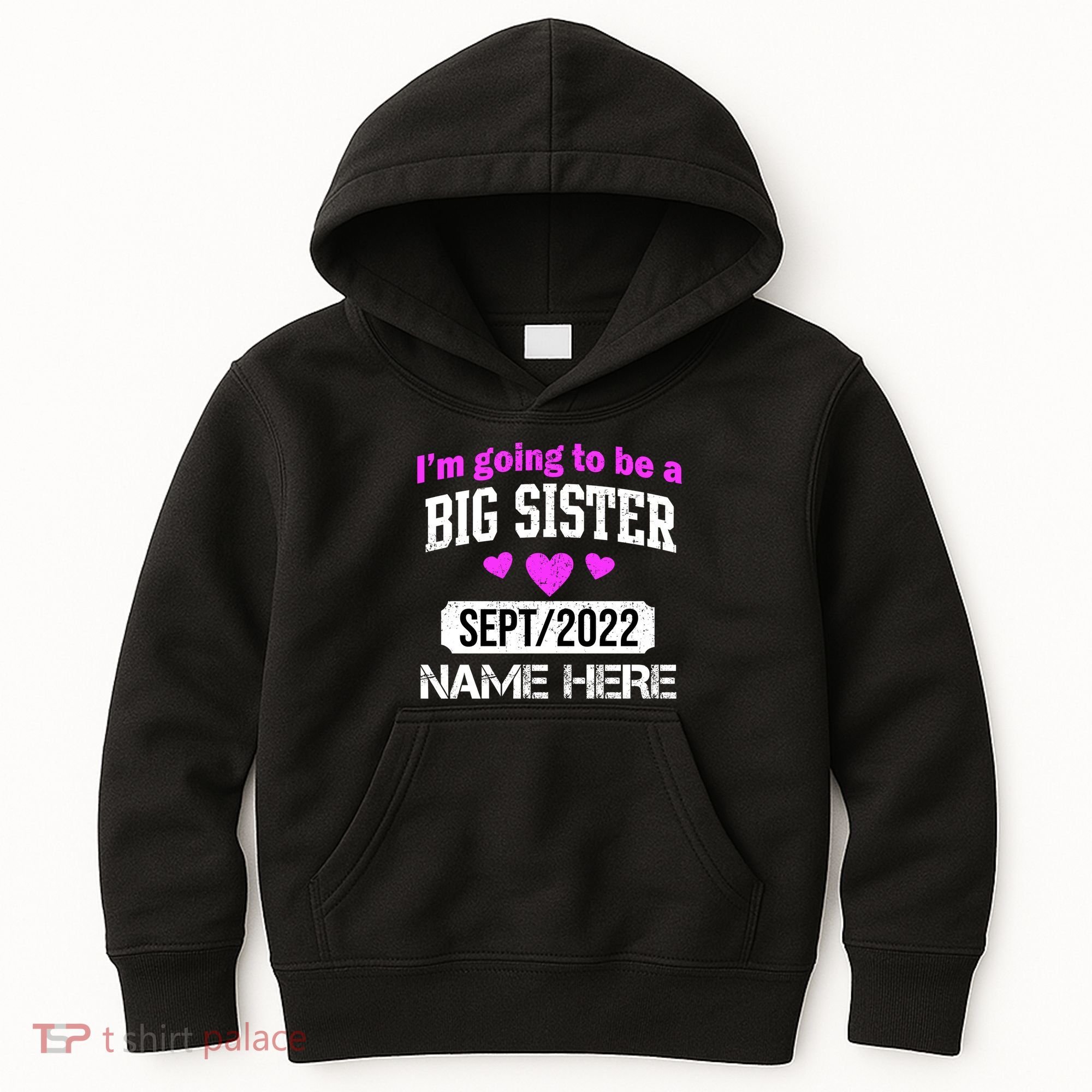 Personalize Big Sister Est Custom Year And Name  Kids Hoodie