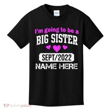 Personalize Big Sister Est Custom Year And Name  Kids T-Shirt