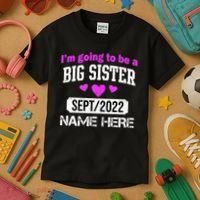 Personalize Big Sister Est Custom Year And Name  Kids T-Shirt thumb 3