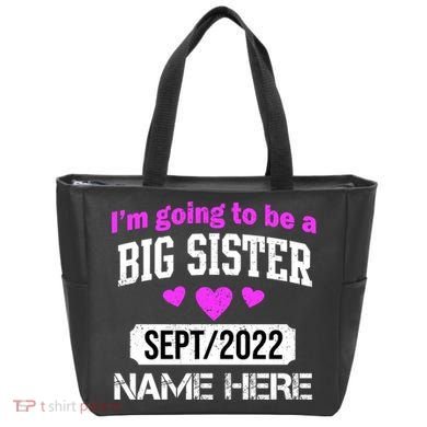 Personalize Big Sister Est Custom Year And Name  Tote Bag