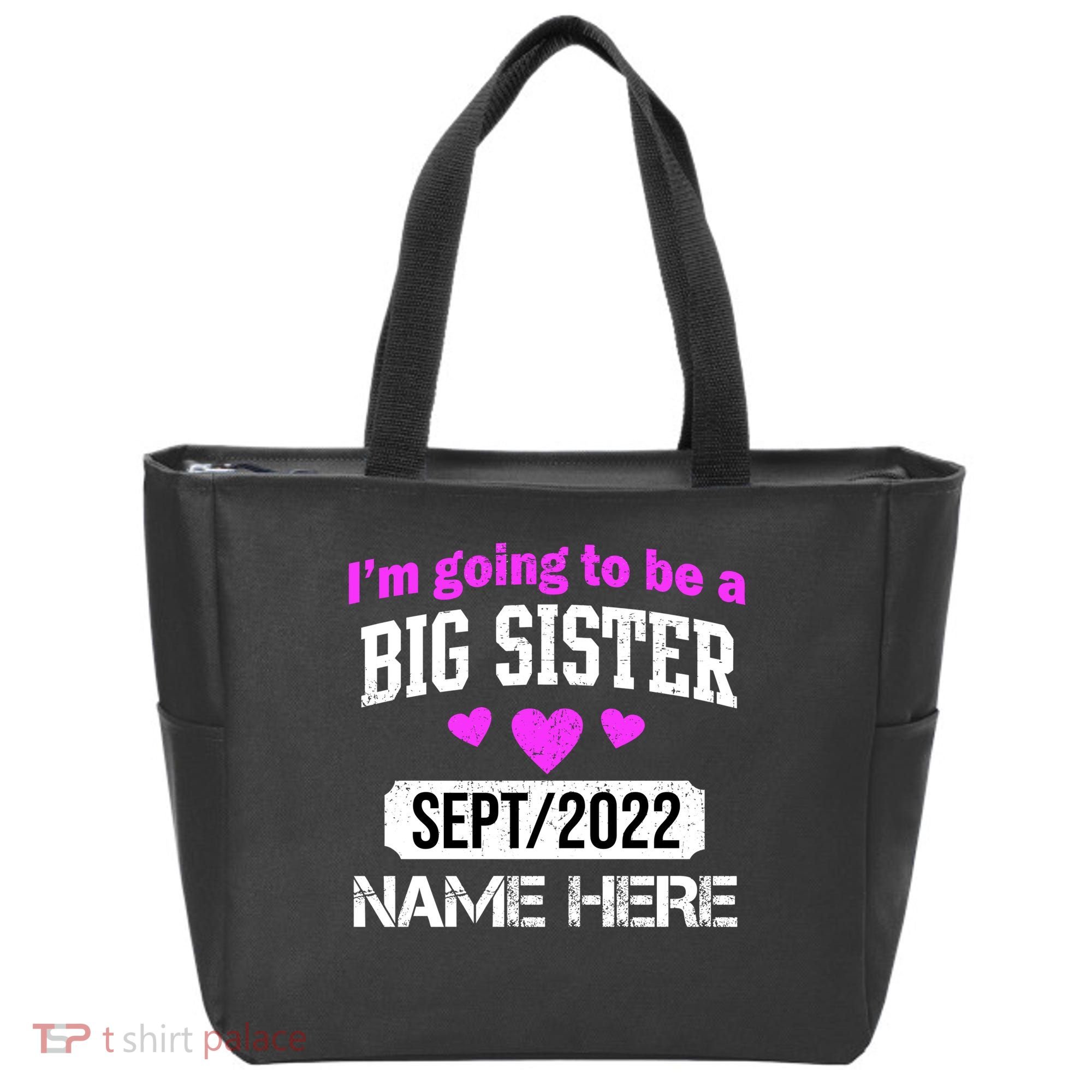 Personalize Big Sister Est Custom Year And Name  Tote Bag