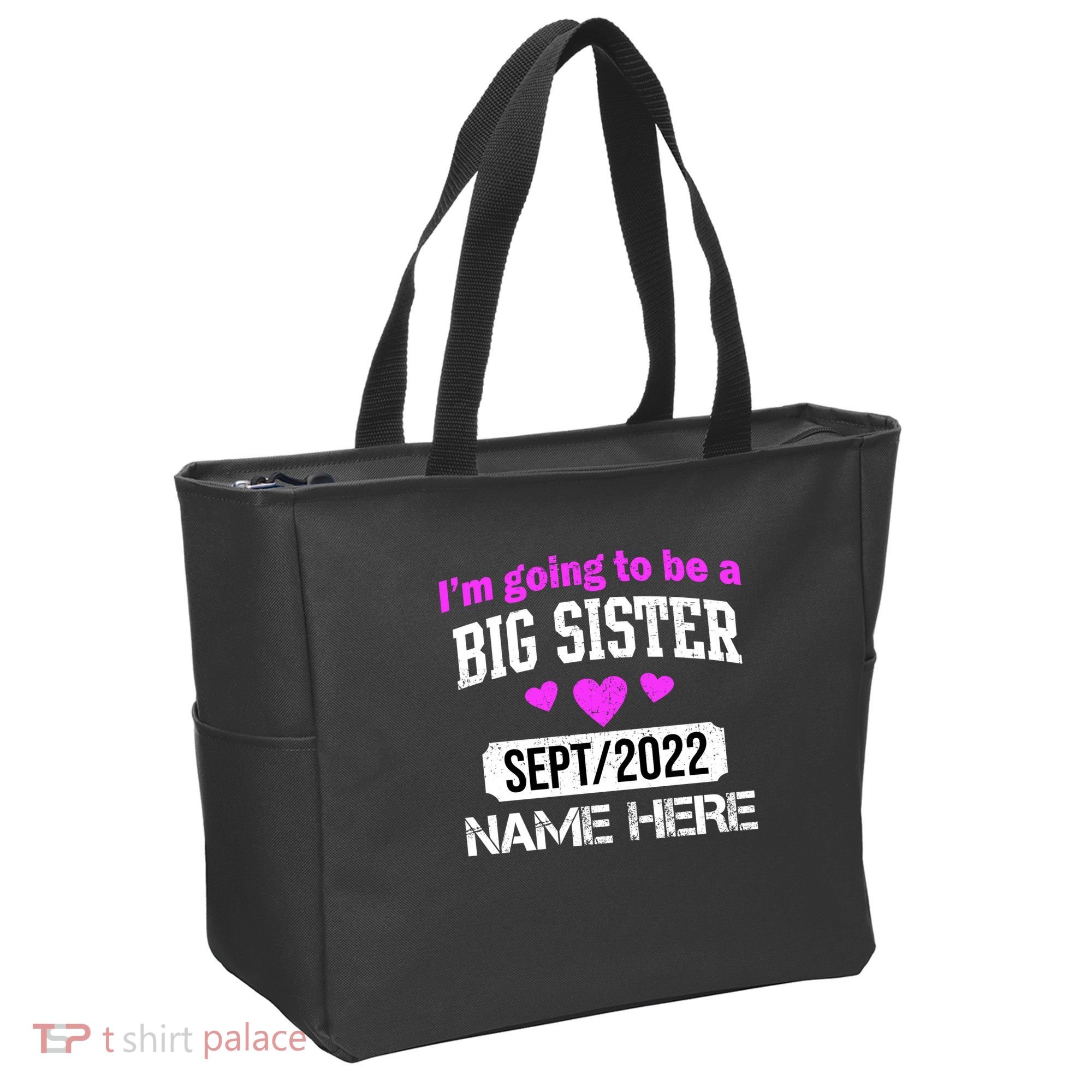 Personalize Big Sister Est Custom Year And Name  Tote Bag