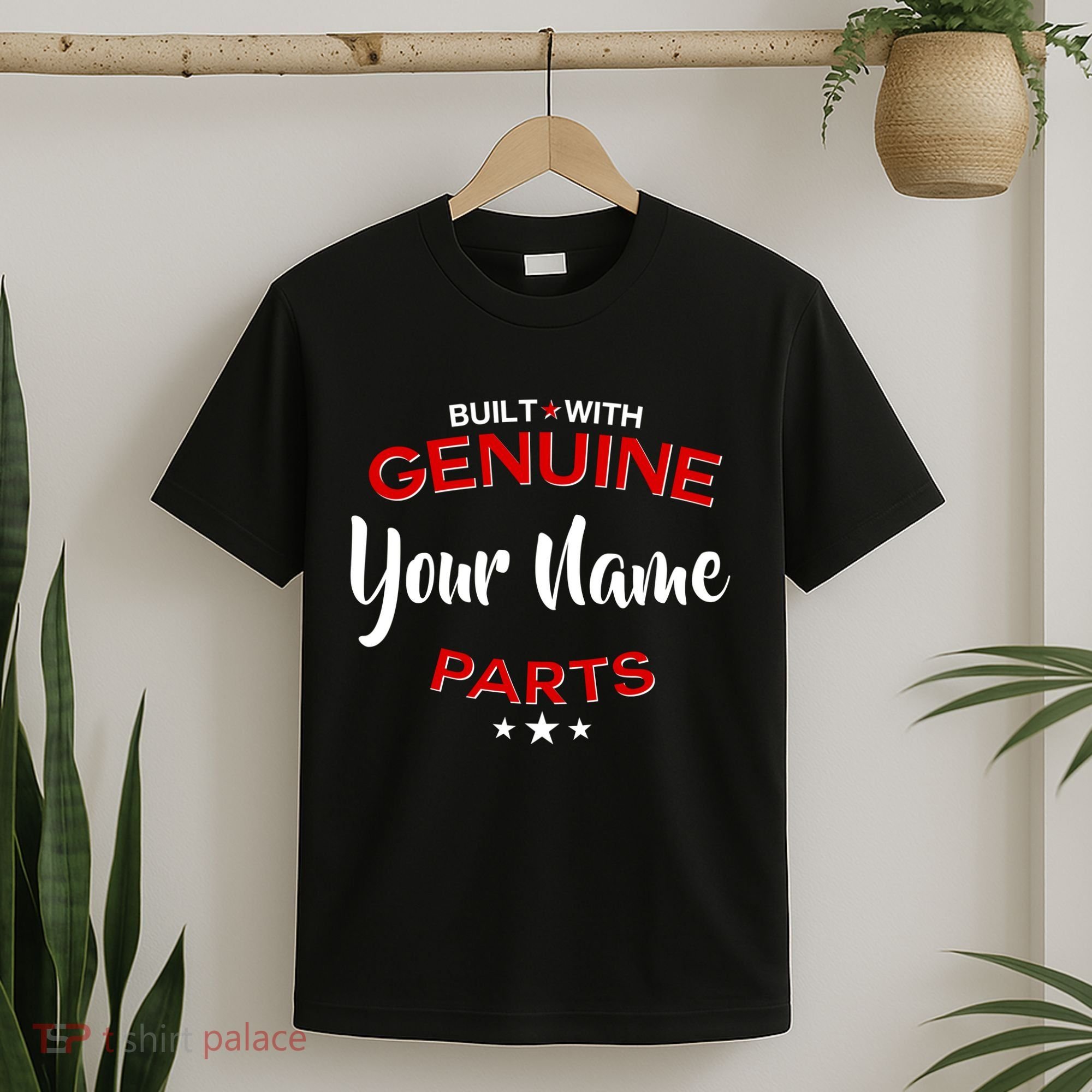 Personalize Built With Genuine Parts Custom Name T-Shirt